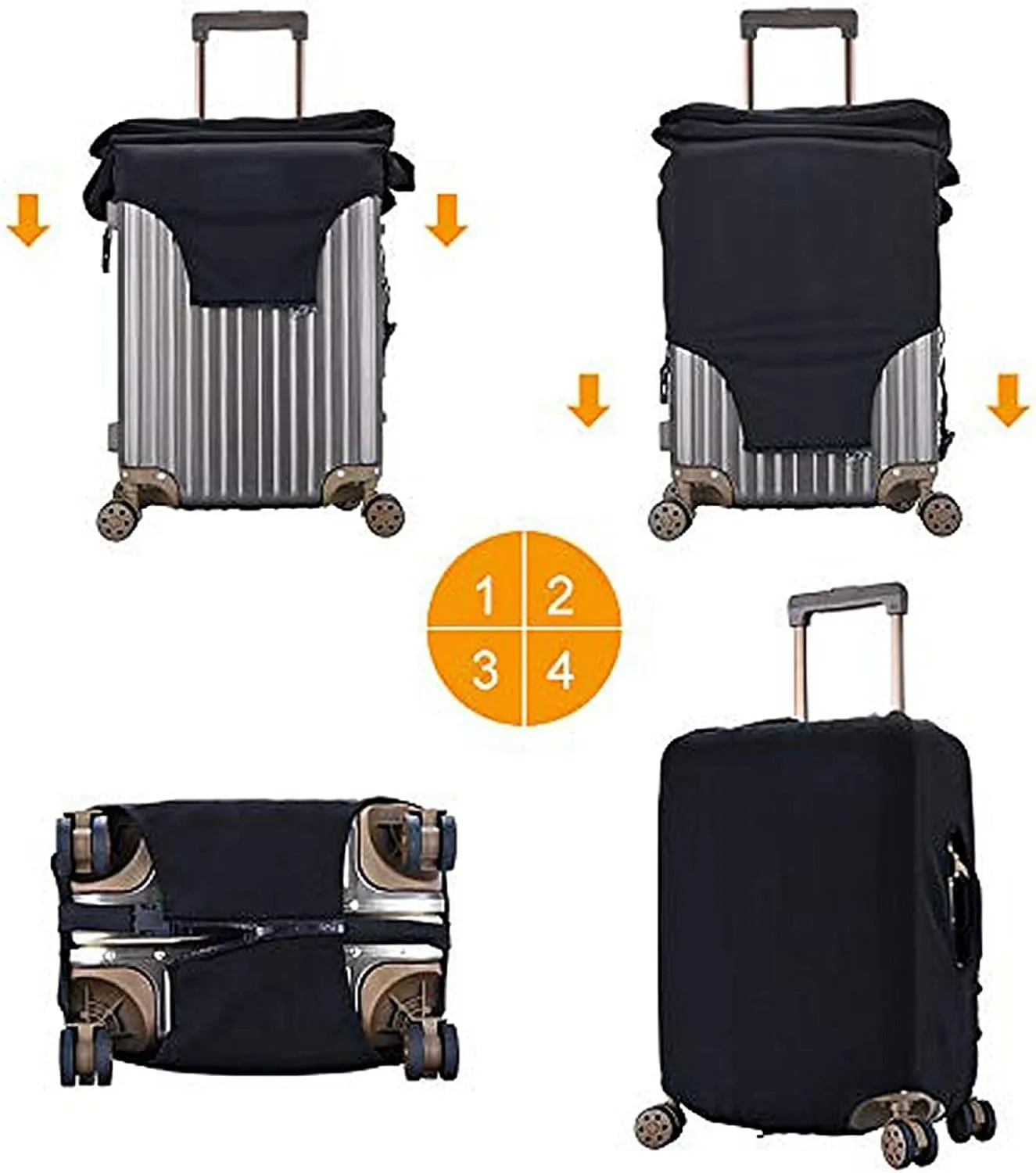 Travel Luggage Cover Spandex Blue Suitcase Protector Bag,Black Letter A Boho Floral Daisy Flowers Leaves Anti-Scratch Washable Baggage Covers For Wheeled Suitcase Kid Adult,S (For 18-21 Inch Luggage)