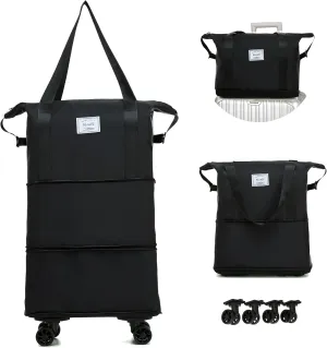 Travel Rolling Duffel Bag with Removable Wheels,Expandable Foldable Carry-On Luggage for Trip or Hospitalization