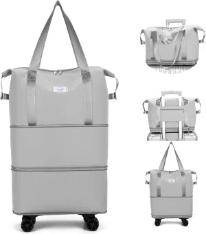 Travel Rolling Duffel Bag with Removable Wheels,Expandable Foldable Carry-On Luggage for Trip or Hospitalization