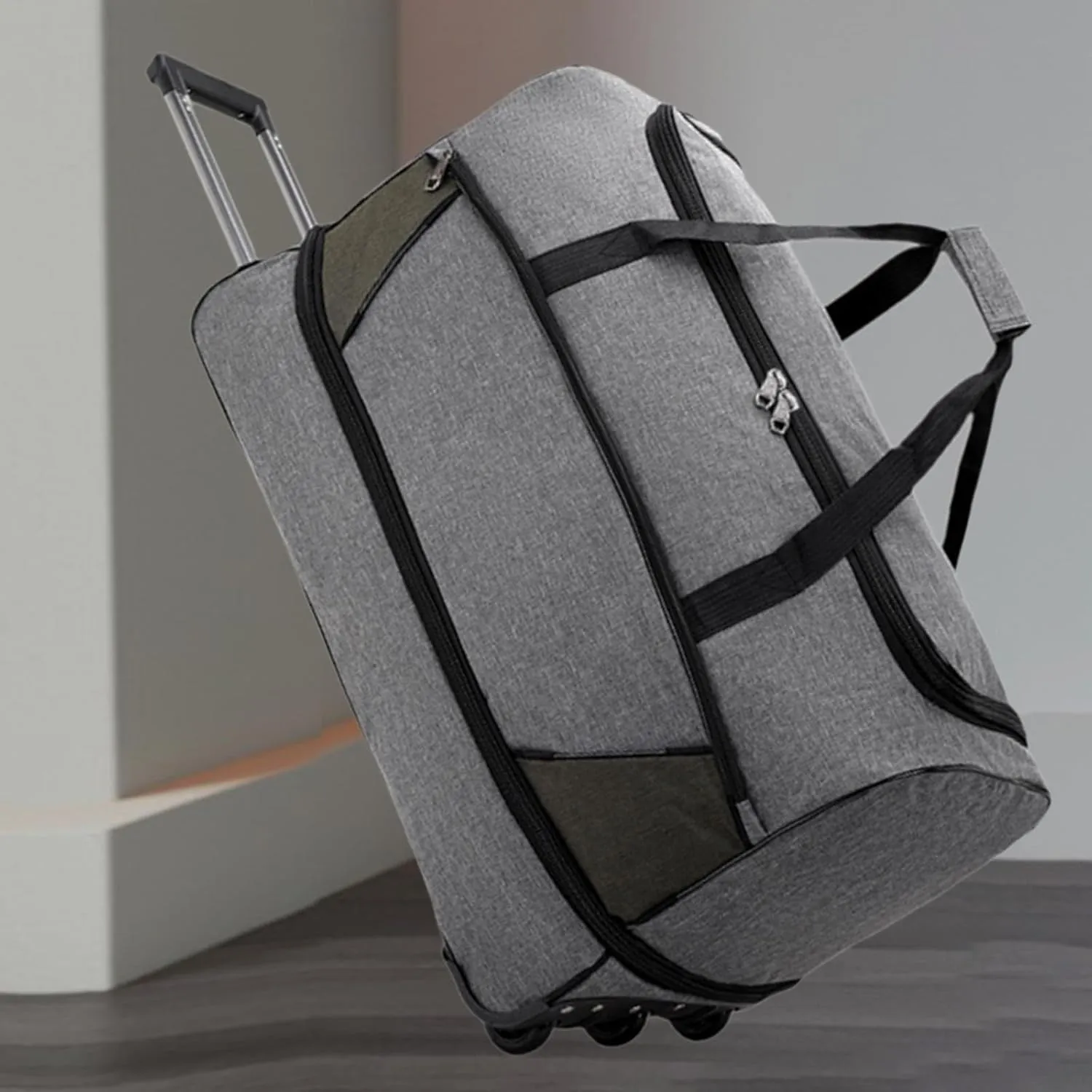 Travel Trolley Duffel Bag with Wheels for Men And Women, Gray, S