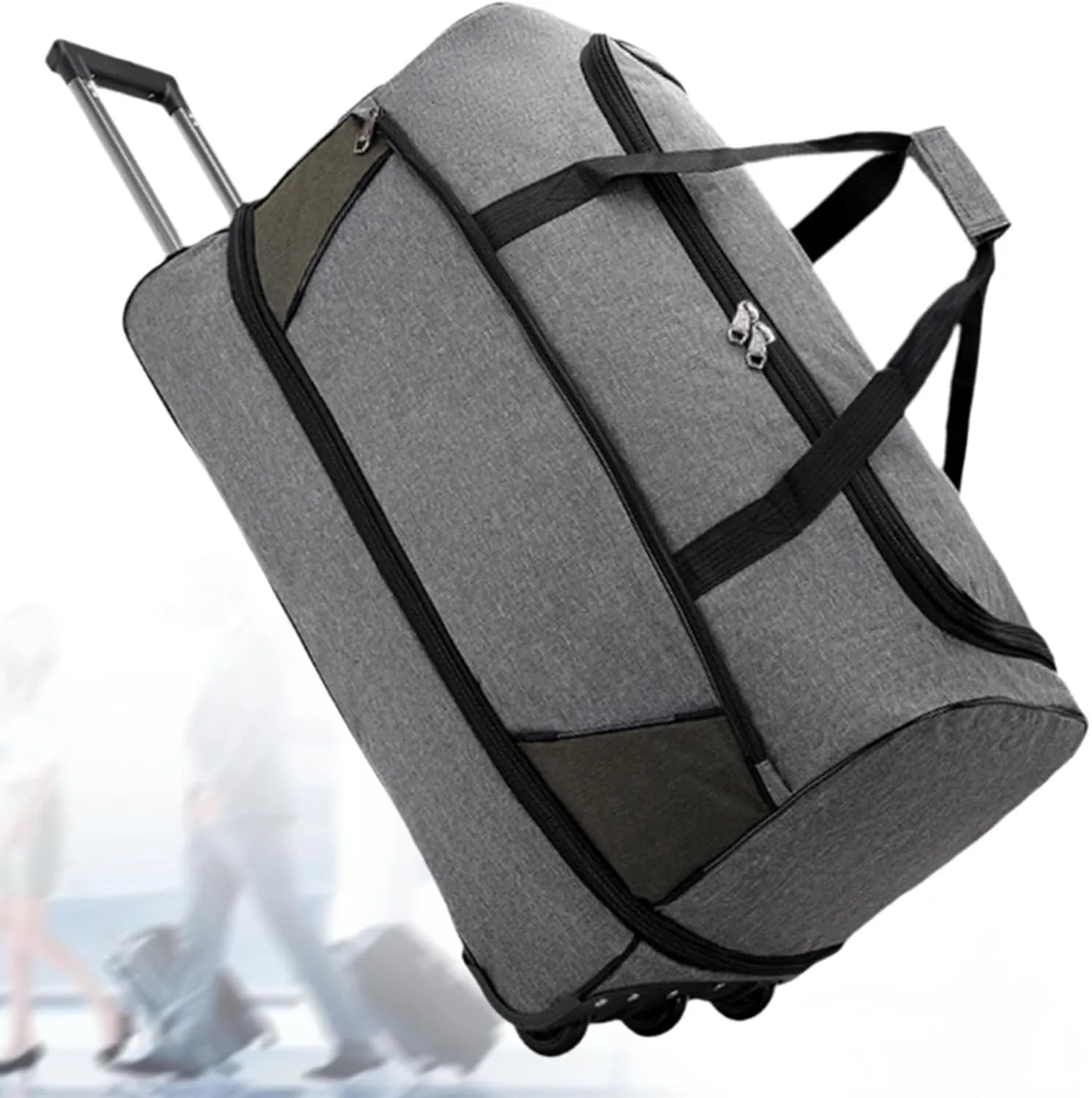 Travel Trolley Duffel Bag with Wheels for Men And Women, Gray, S