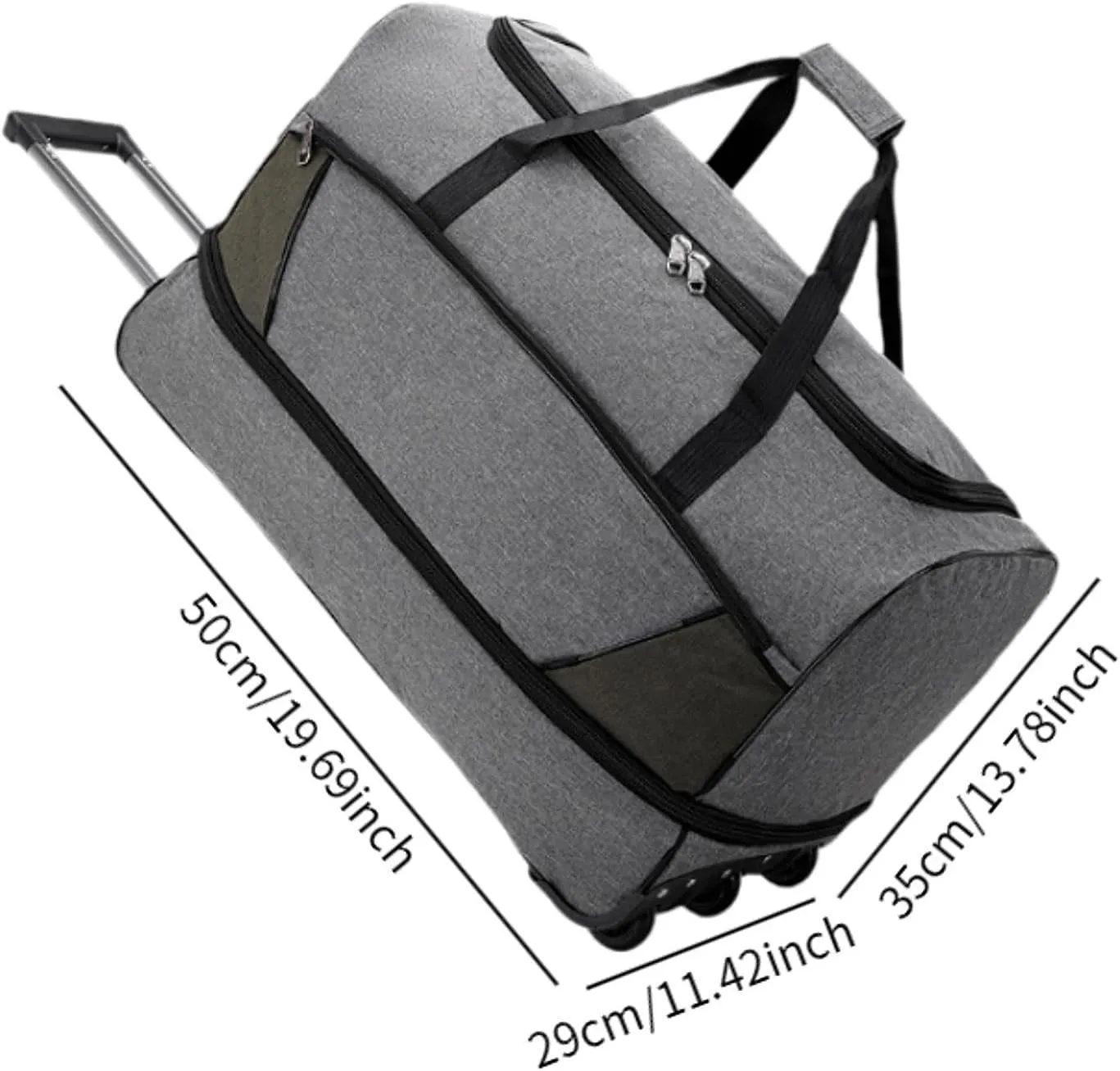 Travel Trolley Duffel Bag with Wheels for Men And Women, Gray, S