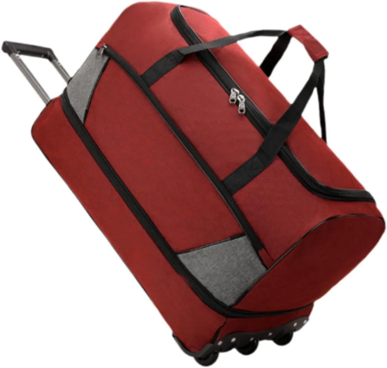 Travel Trolley Duffel Bag with Wheels for Men And Women, Red, S