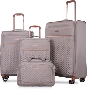 Travelhouse Luggage Sets 4 Piece with Duffel Bag Softside Upright Expandable Suitcases Set with Spinner Wheels Lightweight Travel with TSA-Approved Lock (Khaki)