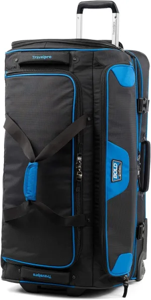 Travelpro Bold Drop Bottom Wheeled Rolling Duffel Bag, Blue/Black, 30-Inch