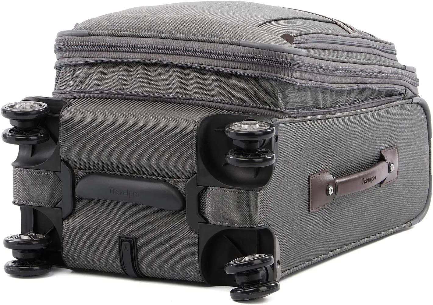 Travelpro Platinum Elite Softside Expandable Luggage, 8 Wheel Spinner Suitcase, TSA Lock, Men and Women (Vintage Grey, 2-Piece Set (21/25))