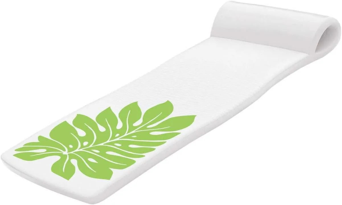 TRC Recreation Sunsation Vinyl Coated Foam Swimming Pool Float Mat Adult Lounger with Built-in Roll Pillow