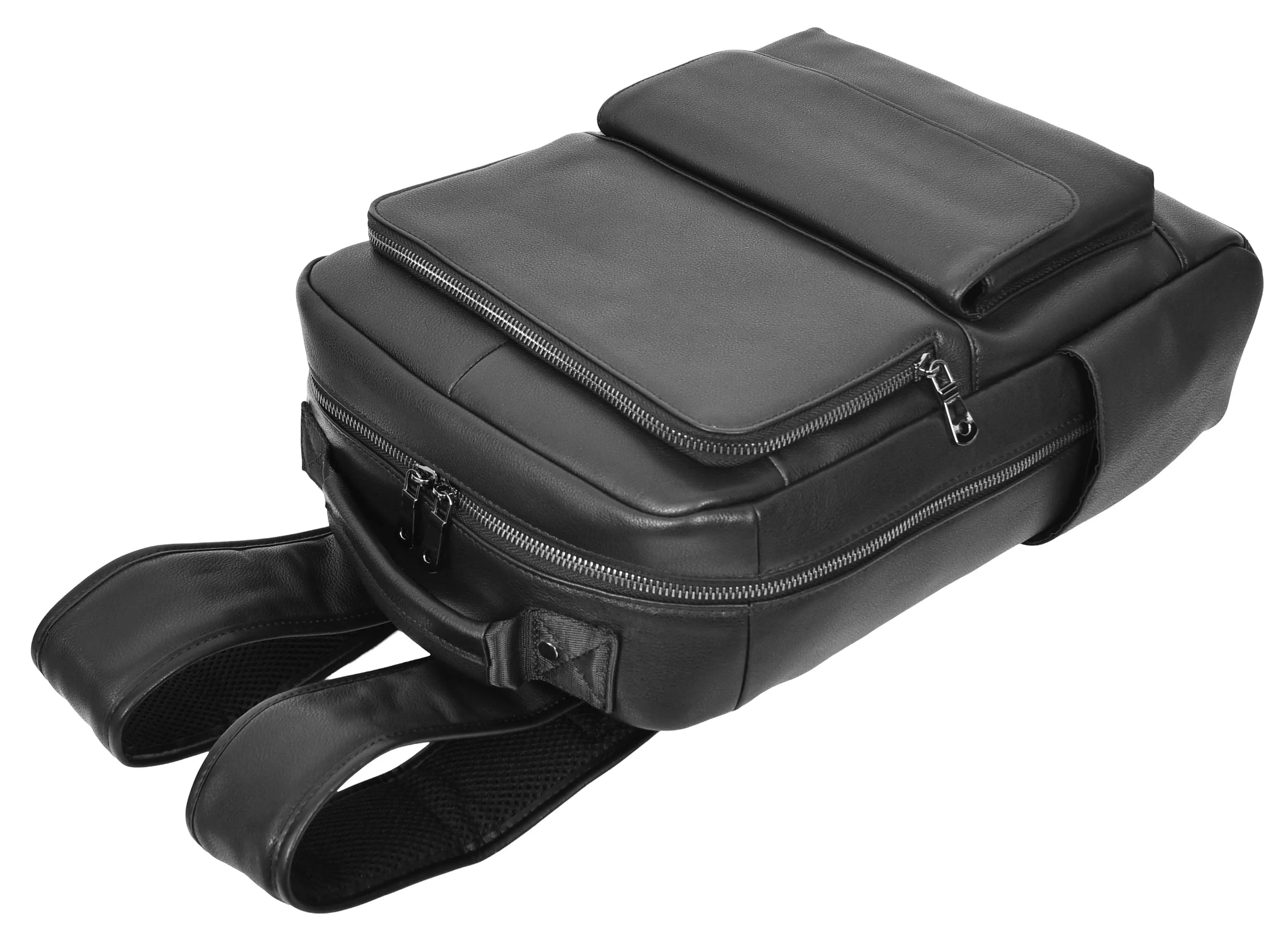 Trekzen Classic Leather Backpack Rucksack for Laptop Black