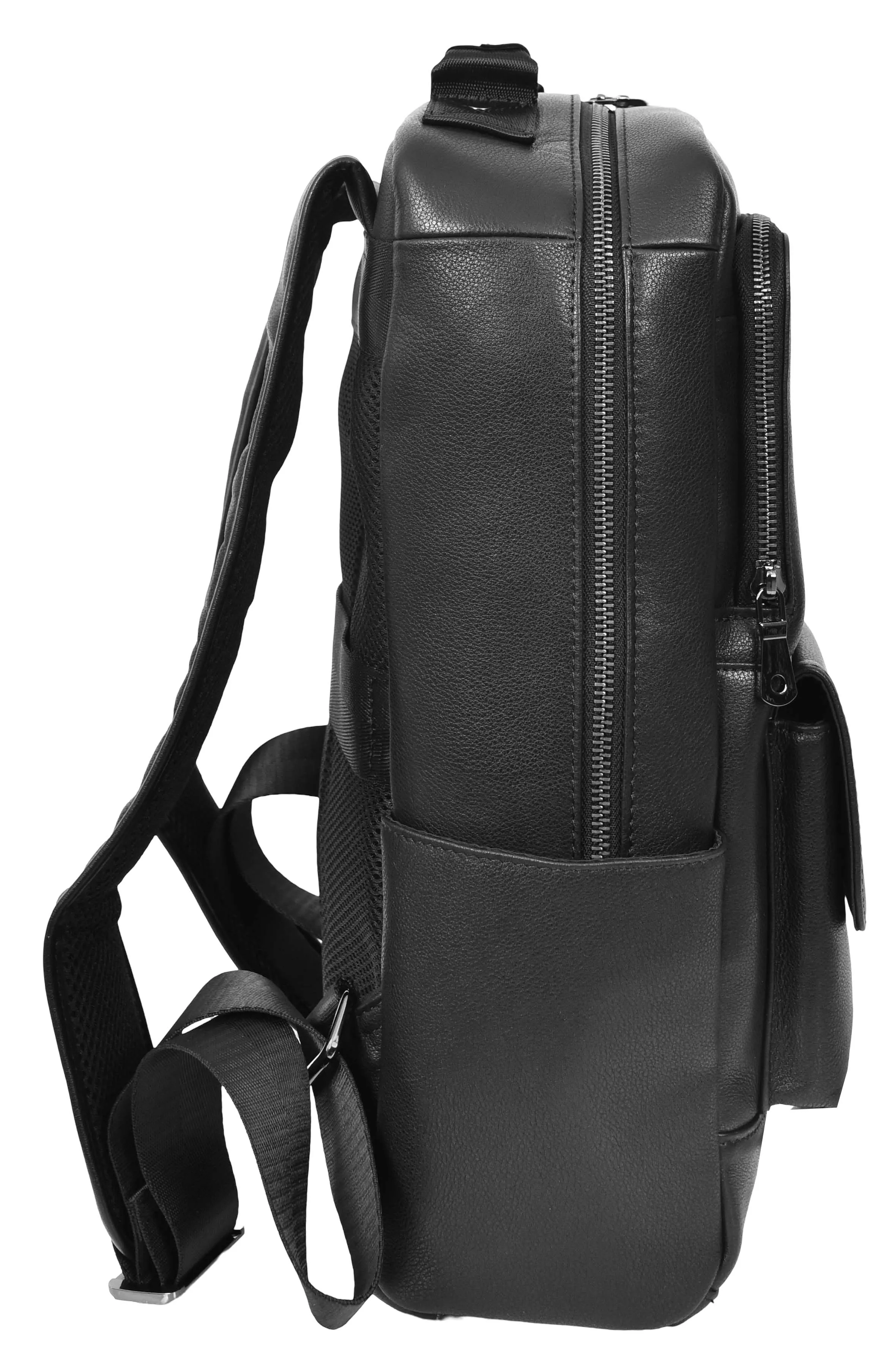 Trekzen Classic Leather Backpack Rucksack for Laptop Black