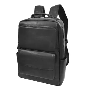 Trekzen Classic Leather Backpack Rucksack for Laptop Black