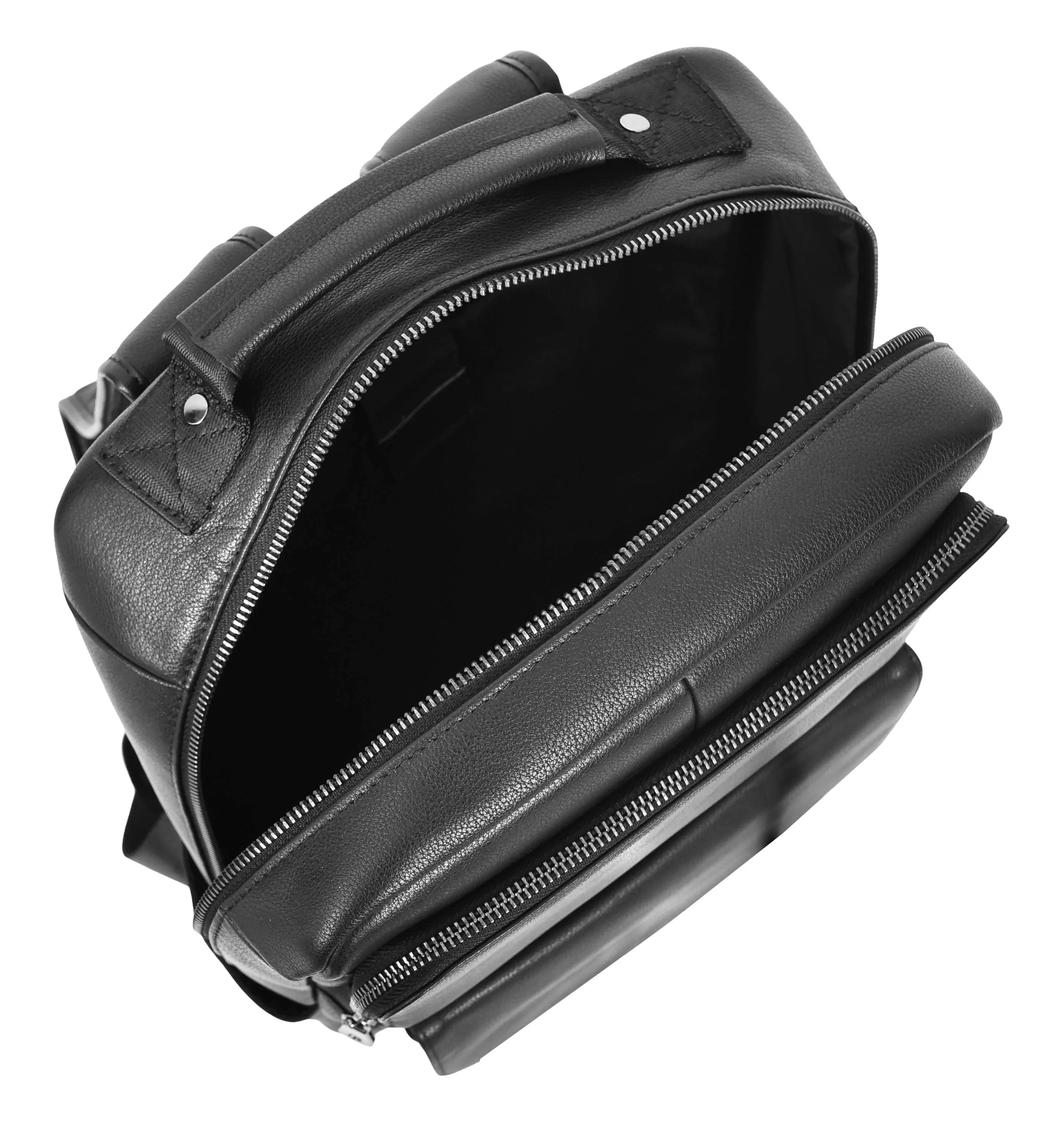 Trekzen Classic Leather Backpack Rucksack for Laptop Black