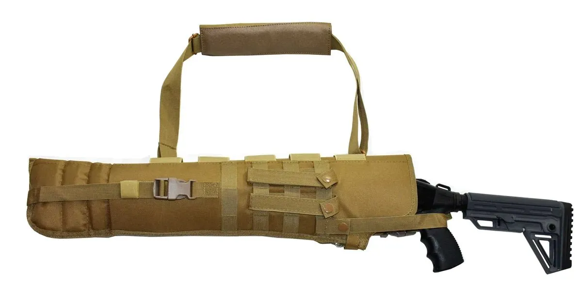 Trinity scabbard for Remington Model 870 TAC-14 Pump Action Tactical case Hunting Storage Soft Range molle Holster Bag Shoulder Military Security ATV Horse Motorcycle Padded Bag TAN 25 inches.