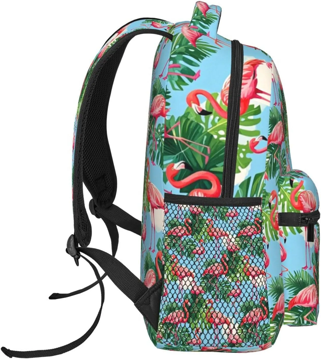 Tropical Flamingo and Palm Leaf Adult Backpacks 15 Inch Laptop Backpack Double Shoulder Bag for Work Travel Gifts