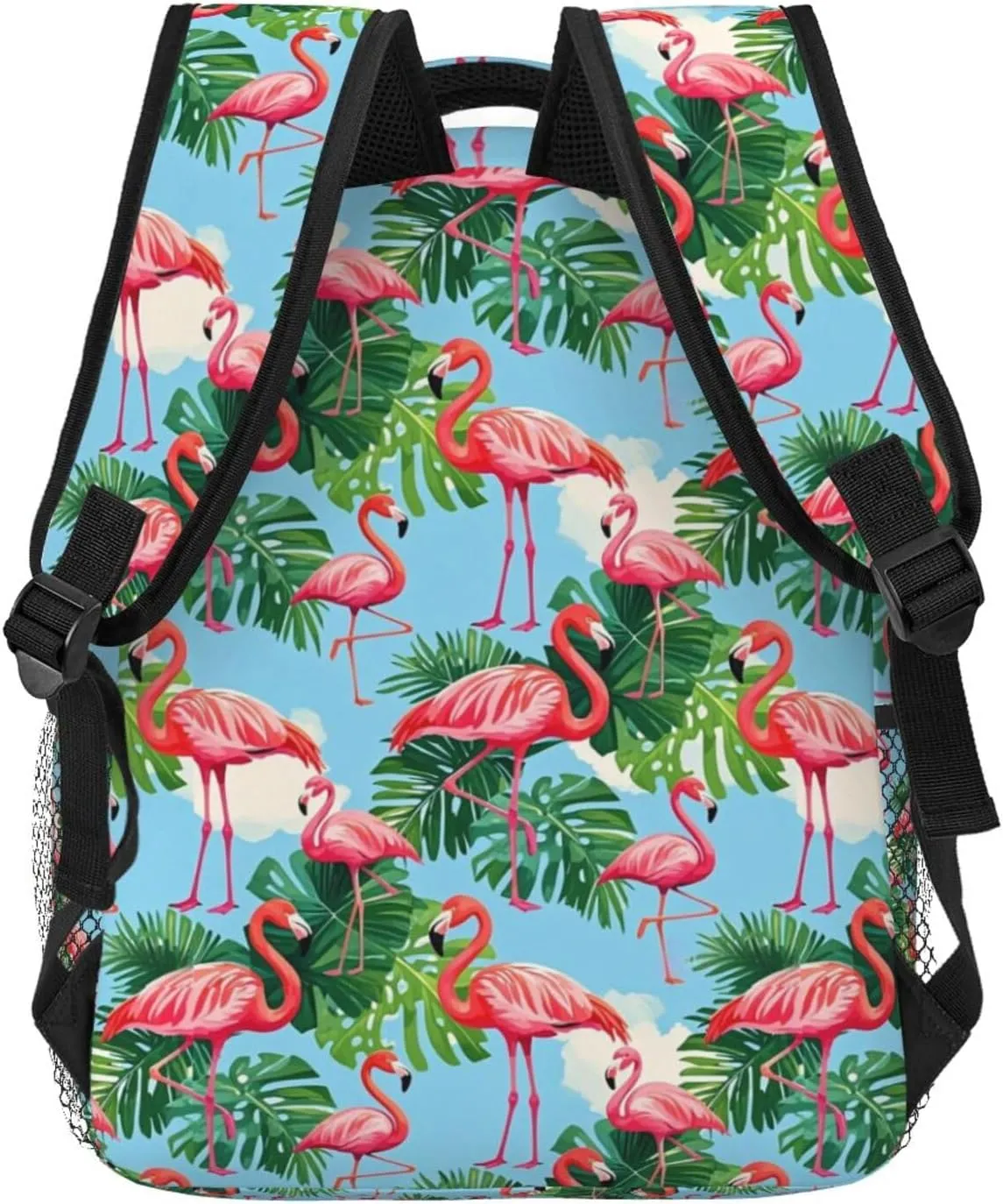 Tropical Flamingo and Palm Leaf Adult Backpacks 15 Inch Laptop Backpack Double Shoulder Bag for Work Travel Gifts