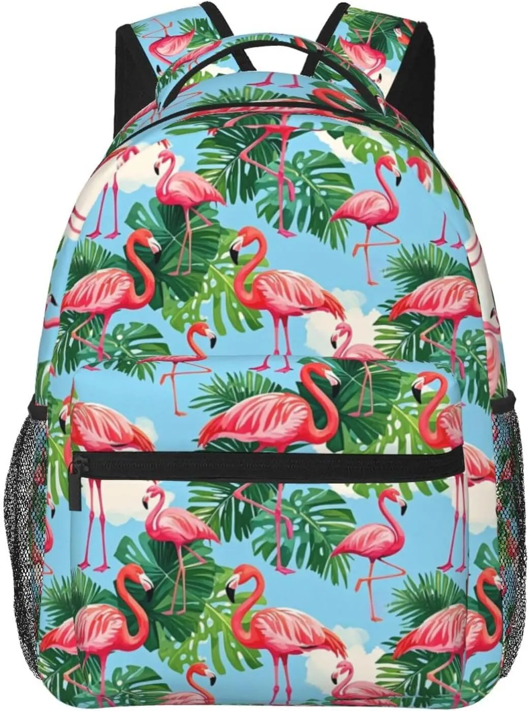 Tropical Flamingo and Palm Leaf Adult Backpacks 15 Inch Laptop Backpack Double Shoulder Bag for Work Travel Gifts