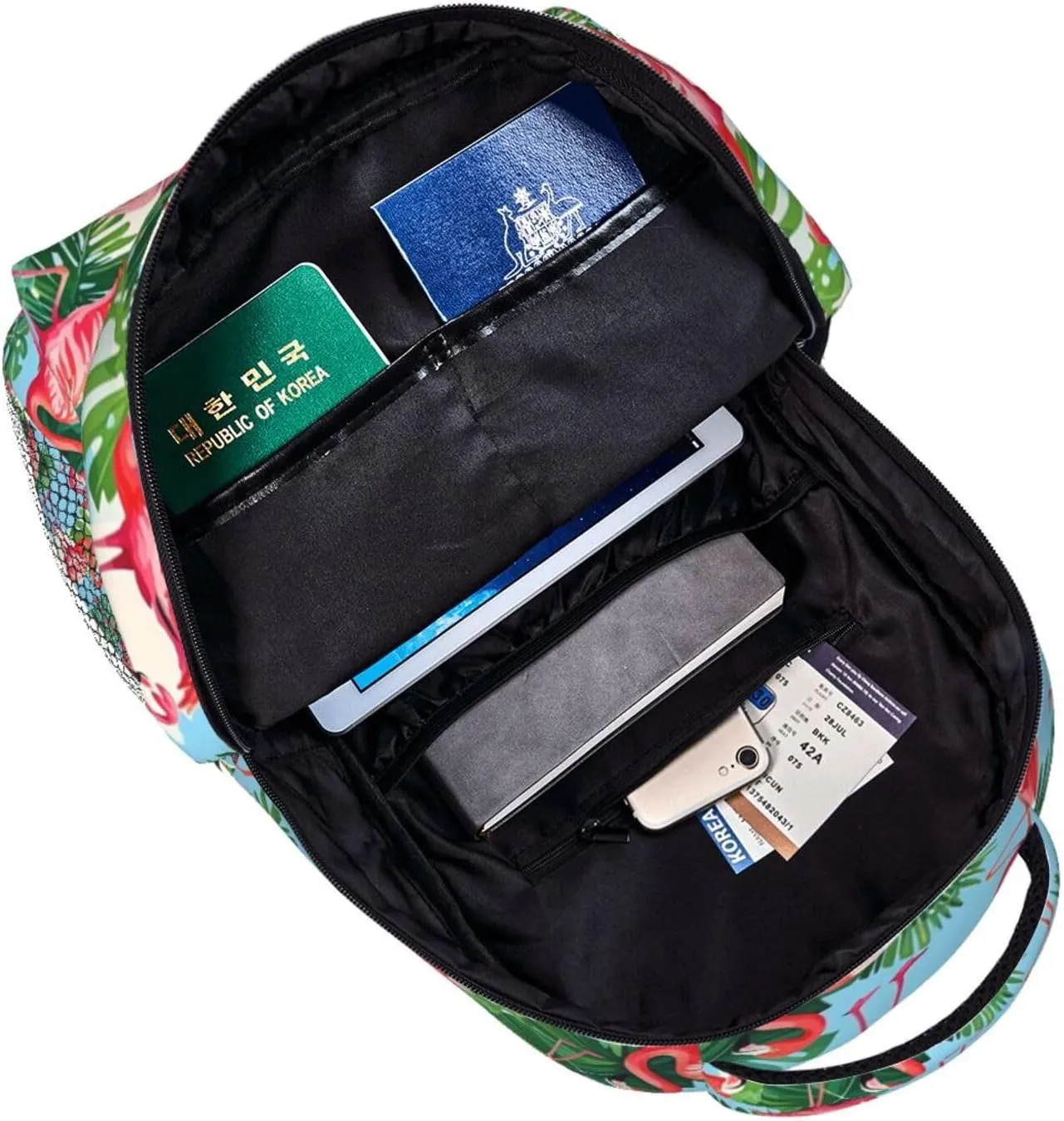 Tropical Flamingo and Palm Leaf Adult Backpacks 15 Inch Laptop Backpack Double Shoulder Bag for Work Travel Gifts