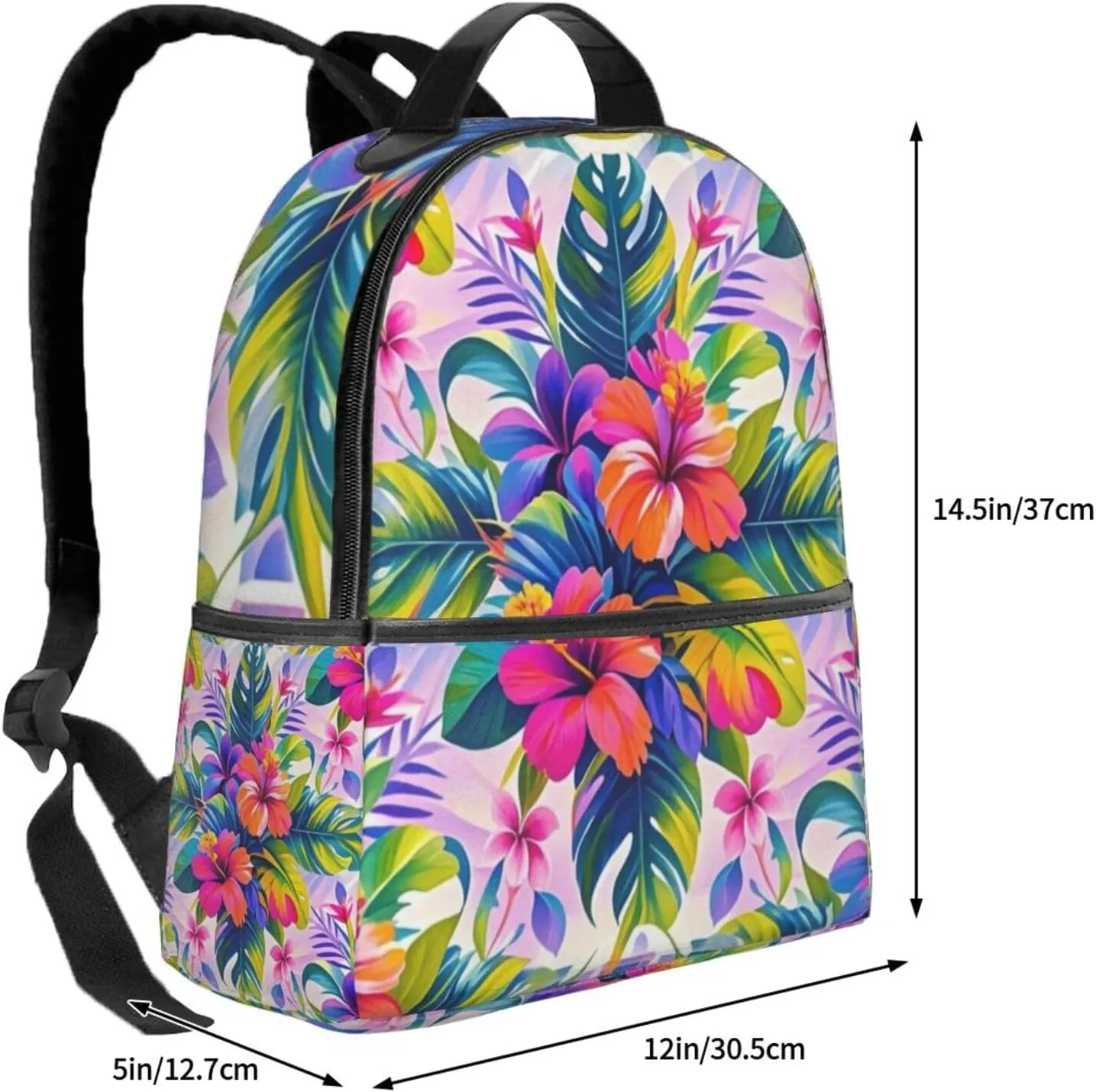 Tropical Floral Adult Backpacks 14 Inch Laptop Backpack Double Shoulder Bag for Work Travel Gifts