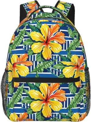 Tropical Floral Adult Backpacks 15 Inch Laptop Backpack Double Shoulder Bag for Work Travel Gifts