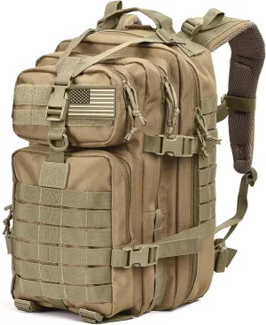 Tru Salute 45L Military Tactical Backpack Large Army 3 Day Assault Pack Molle Bugout Bag Rucksack (Tan)