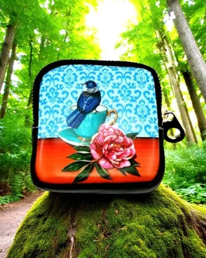 Tui Bird with Cup and Rose Coin Purse