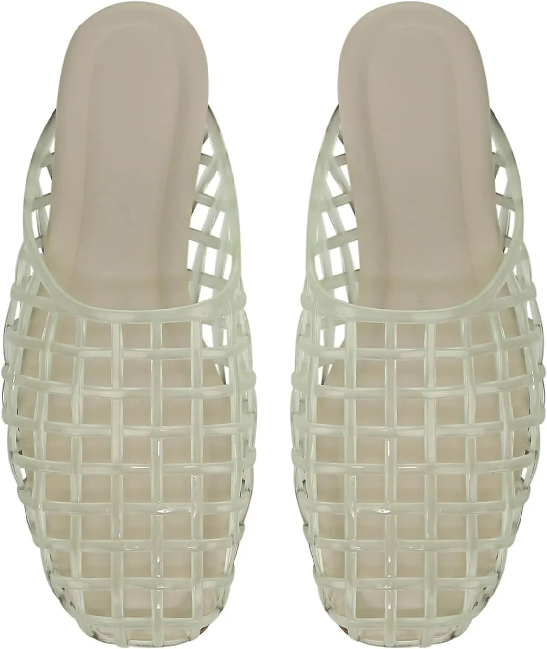 UBWDU Womens Clear Jelly Shoes Slip on Closed Toe Jelly Mesh Flats Sandals Slides Comfortable Summer Beach Slippers