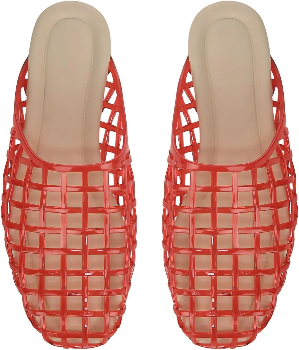 UBWDU Womens Clear Jelly Shoes Slip on Closed Toe Jelly Mesh Flats Sandals Slides Comfortable Summer Beach Slippers