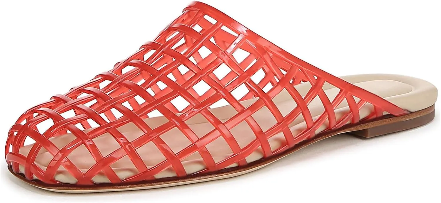 UBWDU Womens Clear Jelly Shoes Slip on Closed Toe Jelly Mesh Flats Sandals Slides Comfortable Summer Beach Slippers