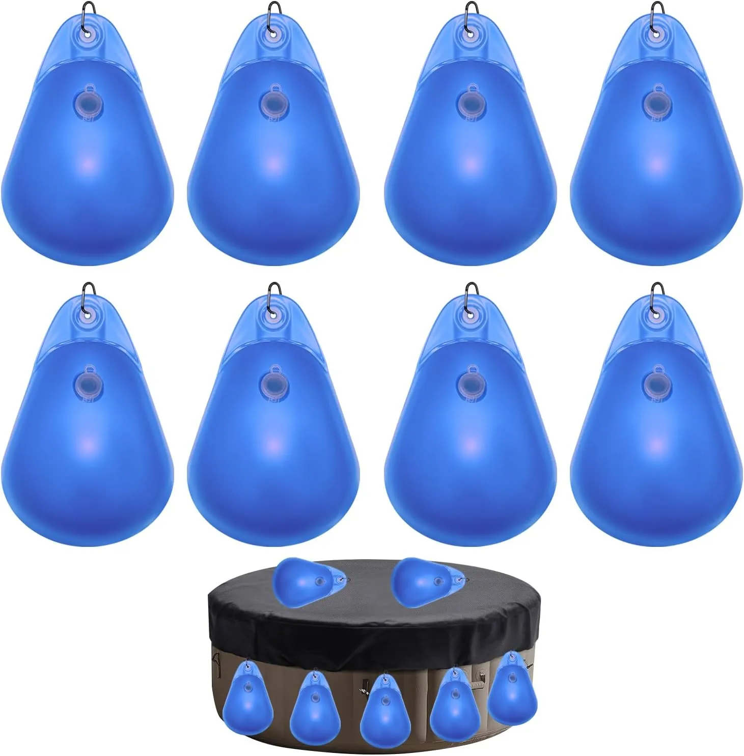 UCEDER Pool Cover Weights with Hook,Heavy Duty Thick PVC Cover Weights, Leakproof Winter Hanging Weights for Above Ground Swimming Pools (8 Pack)