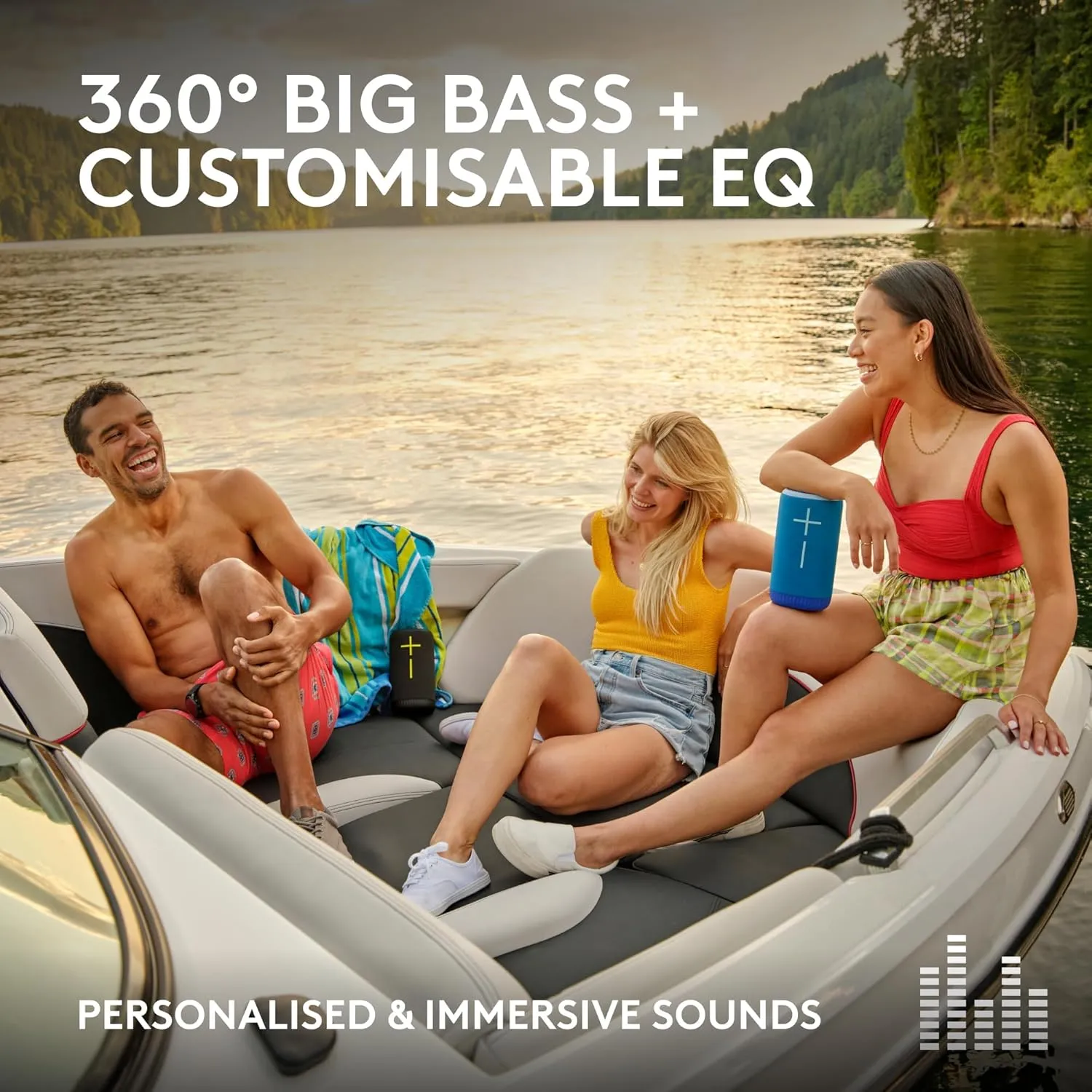 Ultimate Ears EVERBOOM Wireless Portable Waterproof Bluetooth Speaker, Azure Blue | Big Bass, Immersive 360° Sound, Floatable, Outdoor Boost, 180ft Range | with Signature Series Case