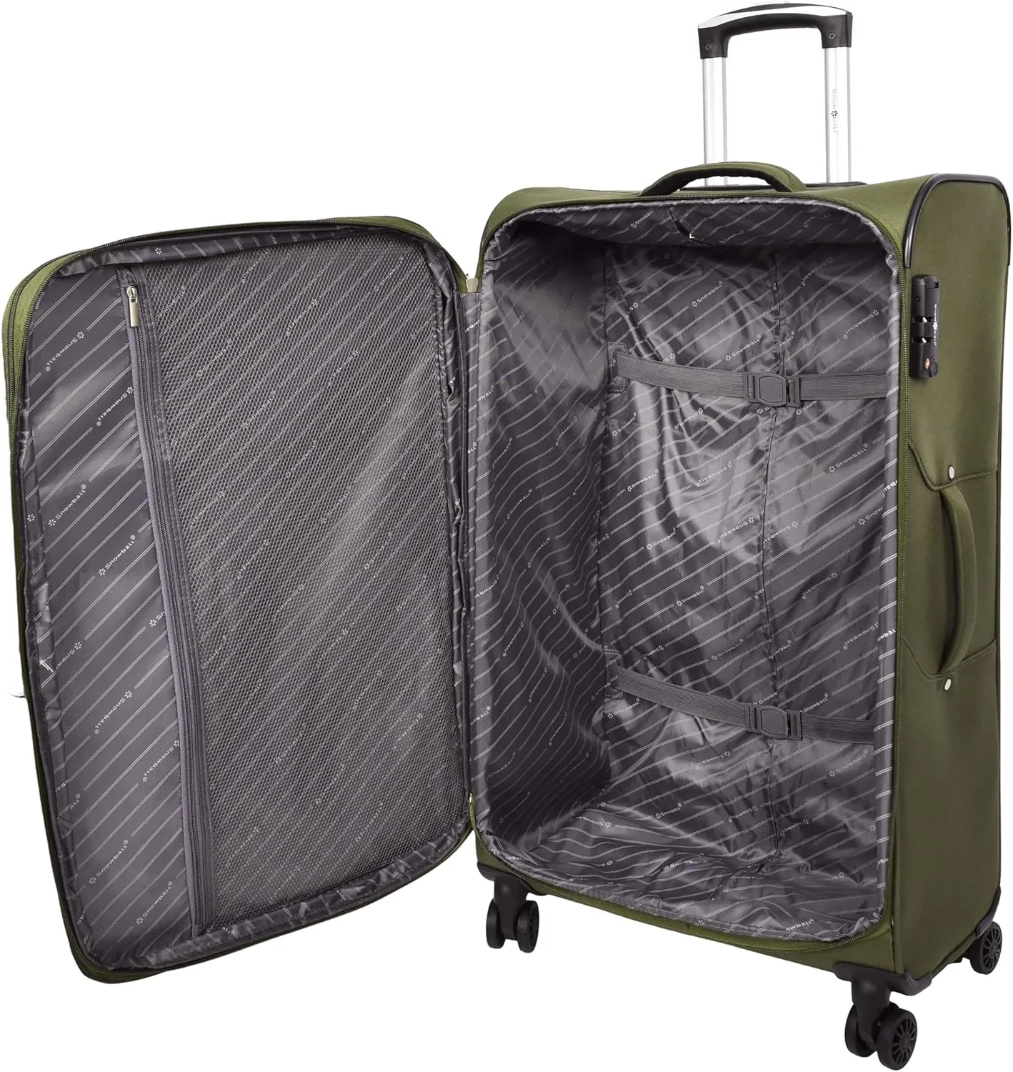 Ultra Lightweight Suitcases Expandable Soft 8 Wheel Luggage Travel Bags Cuba, Khaki, L, Suitcase