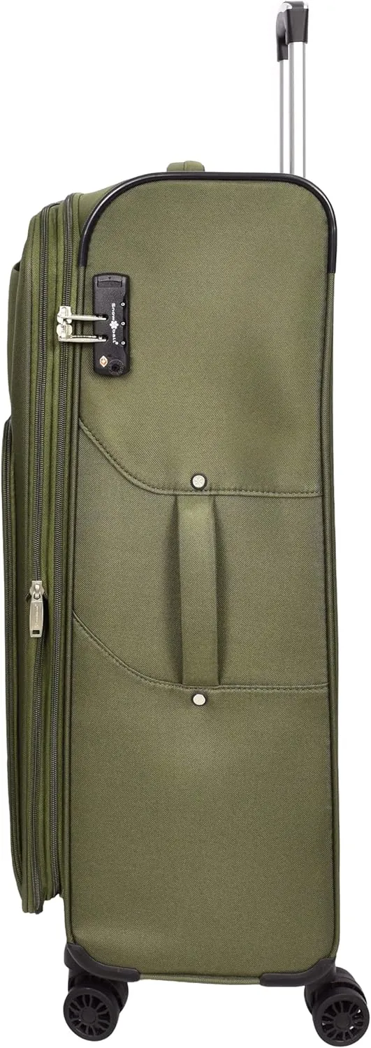 Ultra Lightweight Suitcases Expandable Soft 8 Wheel Luggage Travel Bags Cuba, Khaki, L, Suitcase