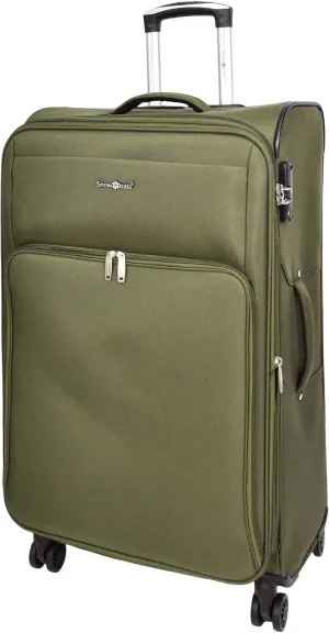 Ultra Lightweight Suitcases Expandable Soft 8 Wheel Luggage Travel Bags Cuba, Khaki, L, Suitcase