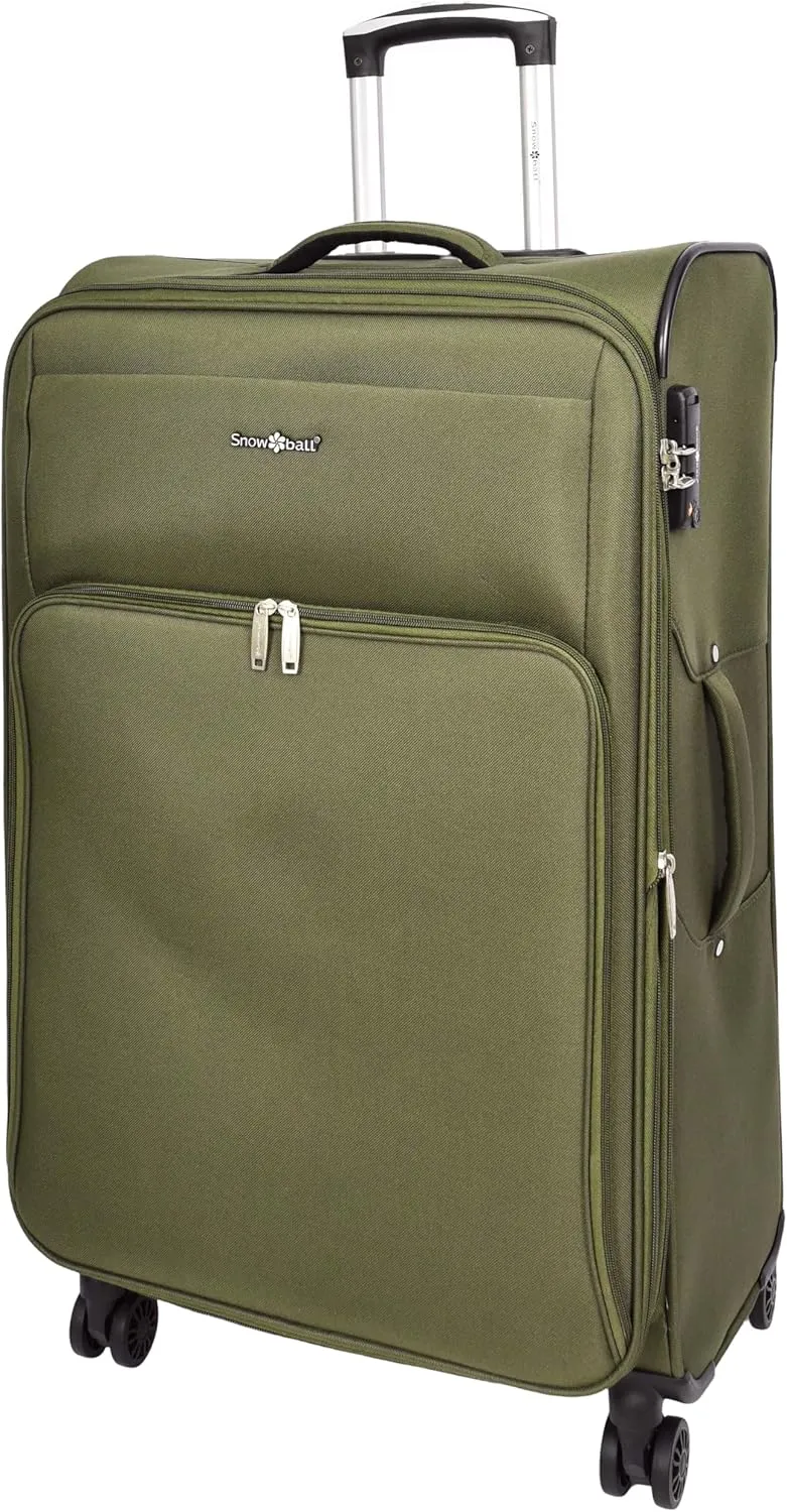 Ultra Lightweight Suitcases Expandable Soft 8 Wheel Luggage Travel Bags Cuba, Khaki, L, Suitcase