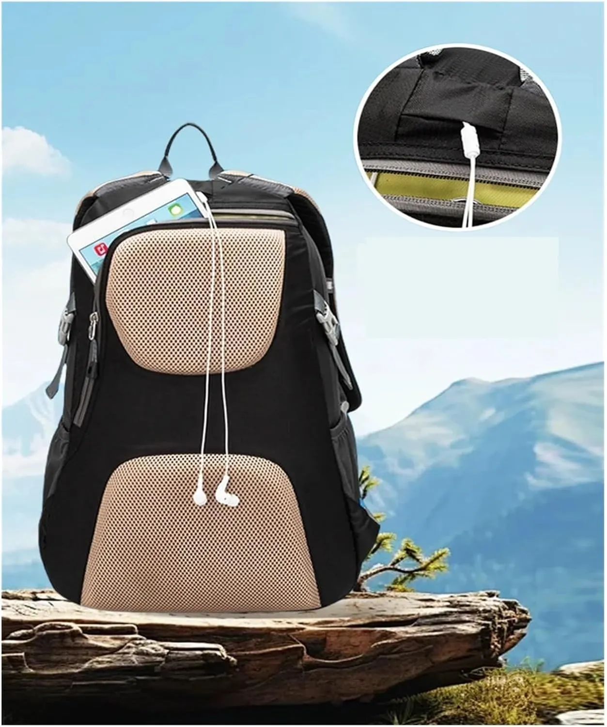 Ultralight Camping Backpack Outdoor Sports Bags Mountain Pocket Hiking Rucksack Daypack Traveling Cotton Canvas Bag(L - Light Coffee)