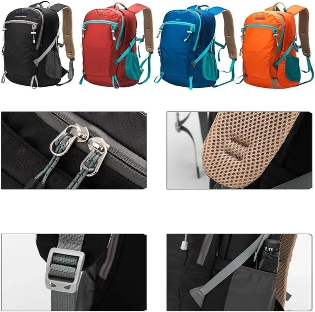 Ultralight Camping Backpack Outdoor Sports Bags Mountain Pocket Hiking Rucksack Daypack Traveling Cotton Canvas Bag(L - Light Coffee)