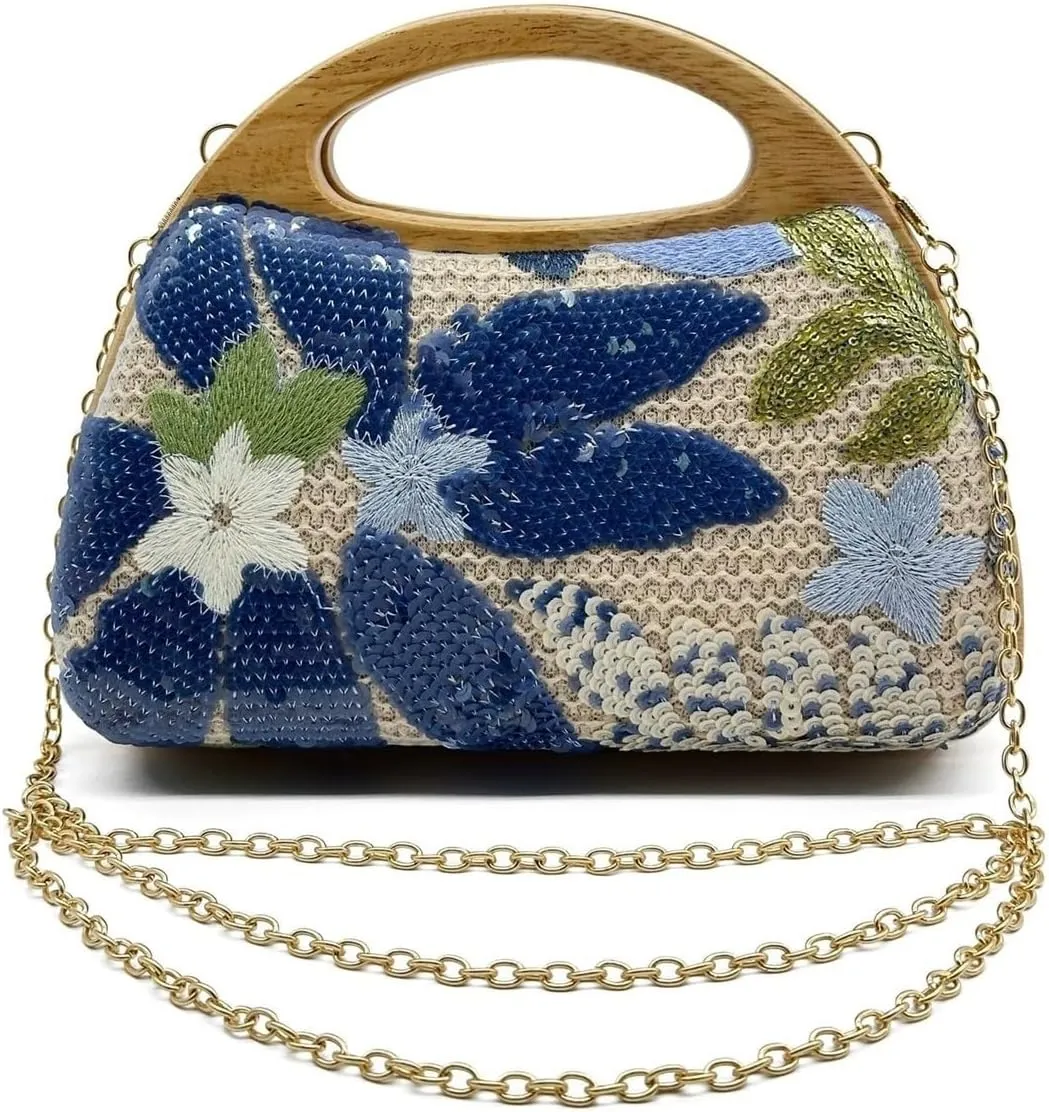 UMREN Straw Clutch Handbags Women Beach Crossbody Hand-woven Summer Purse Wallet Top handle Evening Bag for Wedding Party