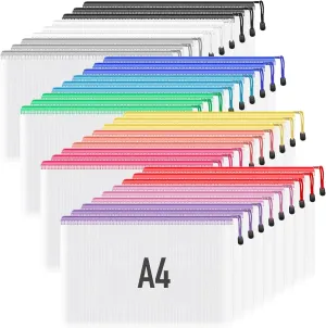 Umriox Zipper Pouch, 13.0x9.0 in (12 Colors, 36 Packs), Zipper Bags, Board Game Storage Bags, Clear Zipper Pouches for Puzzles, Games, Cross Stitch Projects and Classroom Supplies