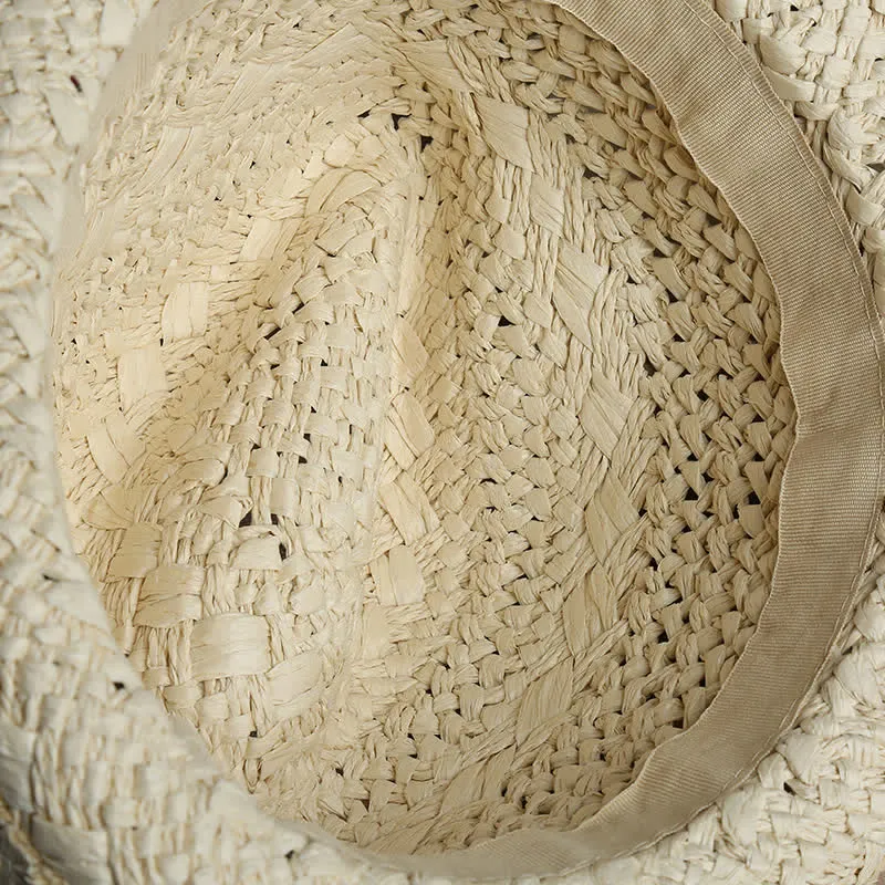 Unisex Boho Beach Handwork Summer Straw Fedora Hat
