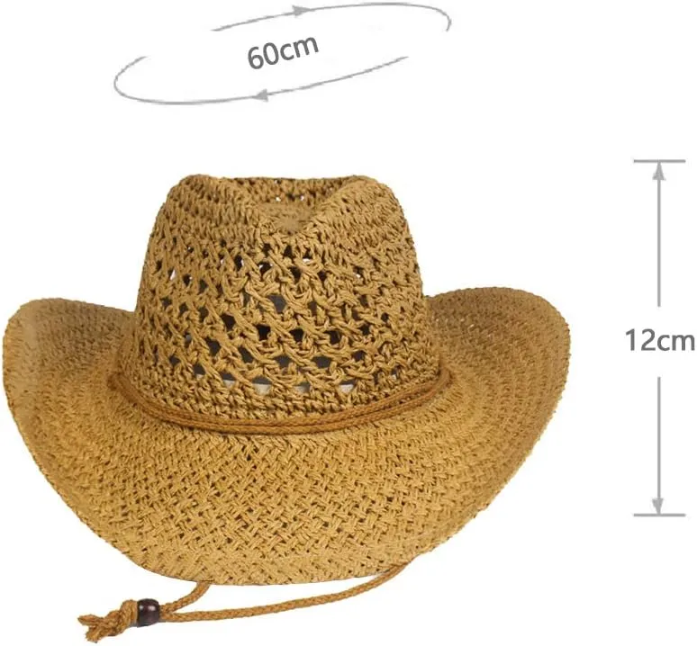 Unisex Straw Hats Summer Floppy Packable Panama Fedora Beach Sun Hat UPF 50  Adjustable Chin Strap