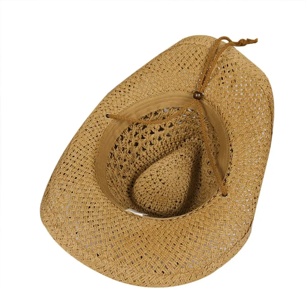 Unisex Straw Hats Summer Floppy Packable Panama Fedora Beach Sun Hat UPF 50  Adjustable Chin Strap