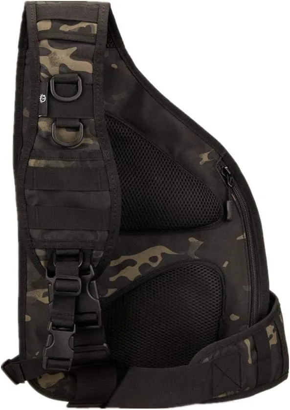 UNISTRENGH Men's Tactical Sling Bag Sling Backpack Military Shoulder Bag MOLLE Assault Range Bag for Outdoor Camping Hunting (Black-scorpion Camouflage)