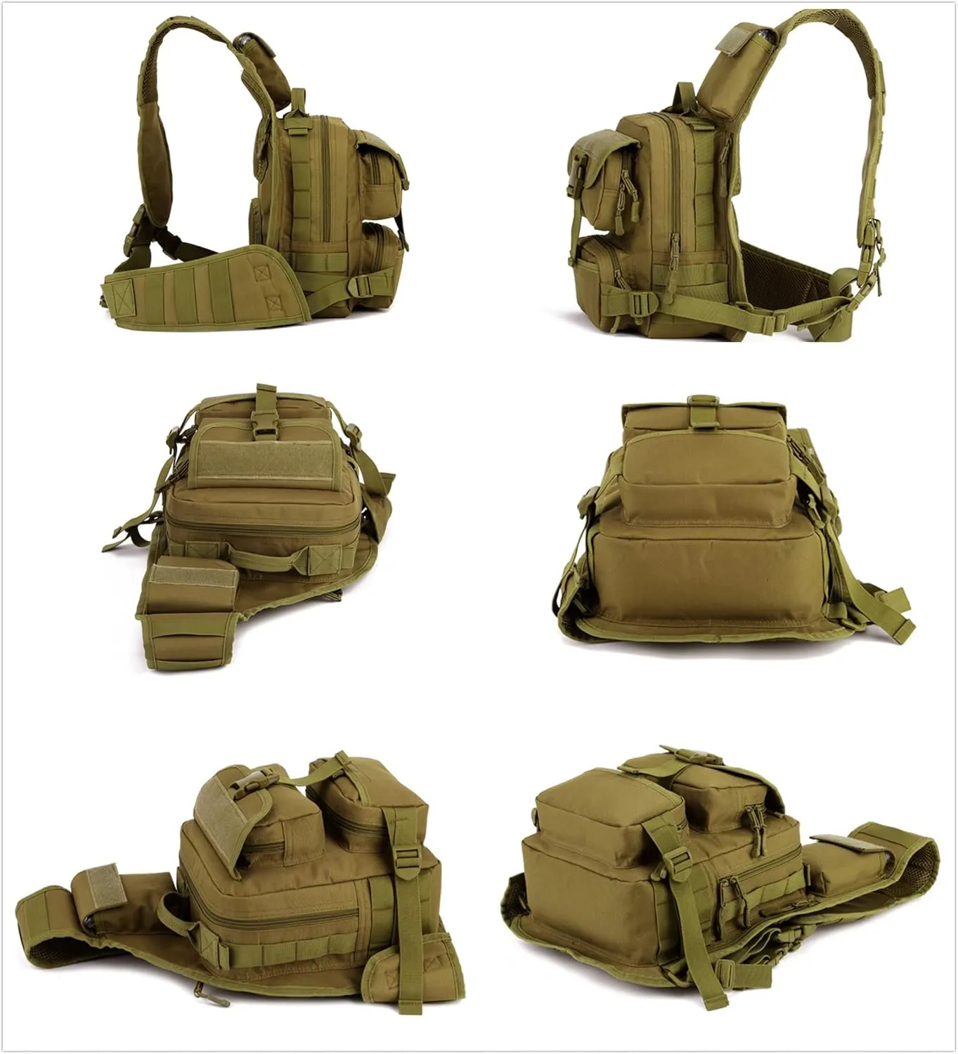 UNISTRENGH Men's Tactical Sling Bag Sling Backpack Military Shoulder Bag MOLLE Assault Range Bag for Outdoor Camping Hunting (Black-scorpion Camouflage)