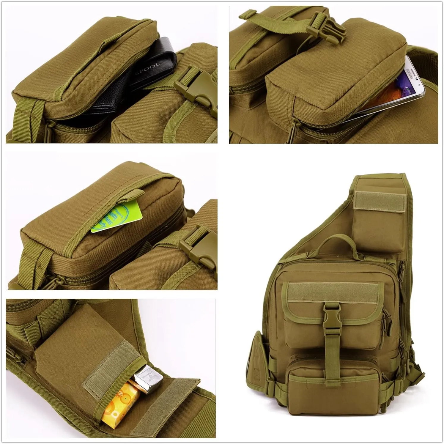 UNISTRENGH Men's Tactical Sling Bag Sling Backpack Military Shoulder Bag MOLLE Assault Range Bag for Outdoor Camping Hunting (Black-scorpion Camouflage)