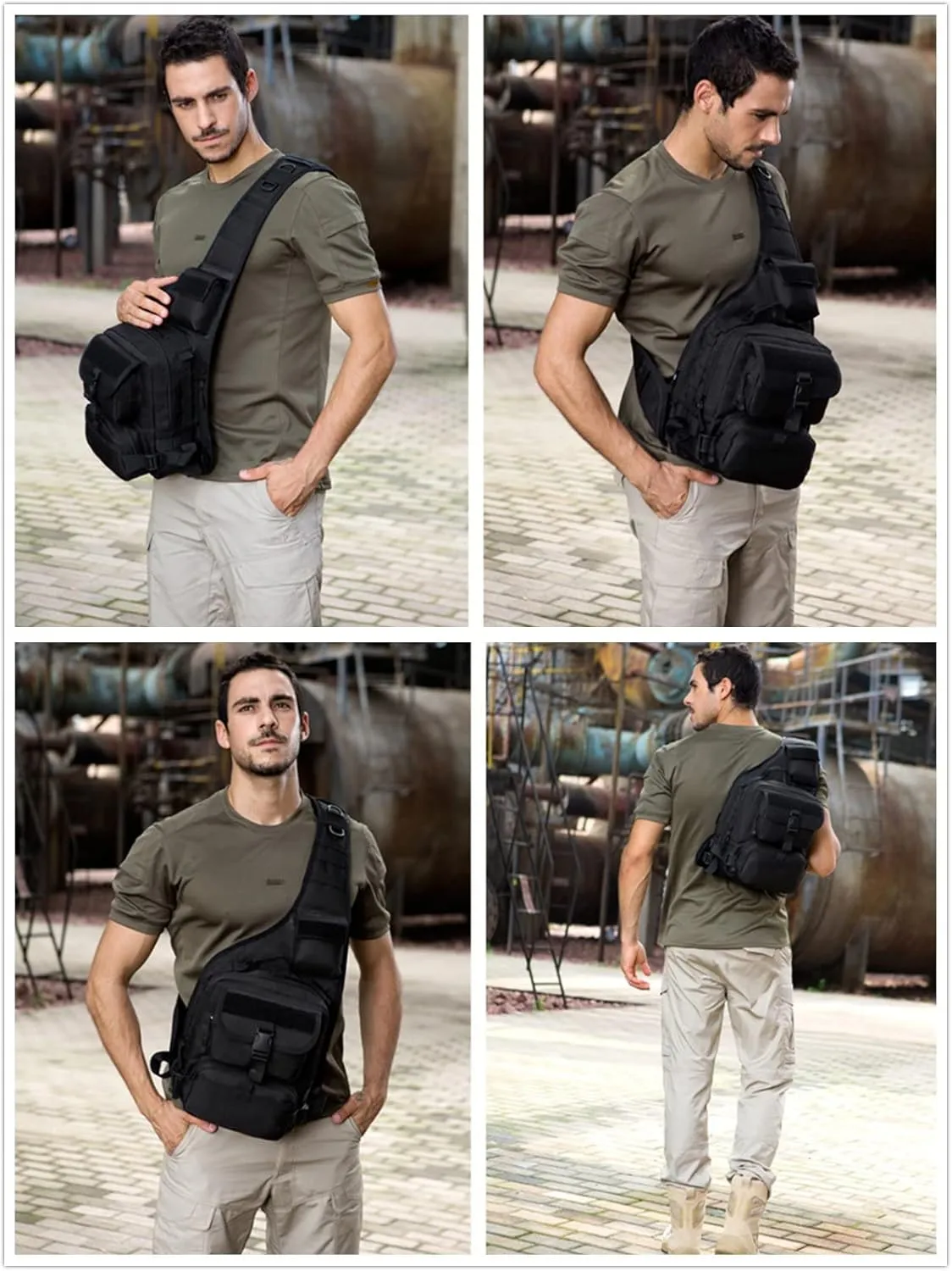 UNISTRENGH Men's Tactical Sling Bag Sling Backpack Military Shoulder Bag MOLLE Assault Range Bag for Outdoor Camping Hunting (Black-scorpion Camouflage)
