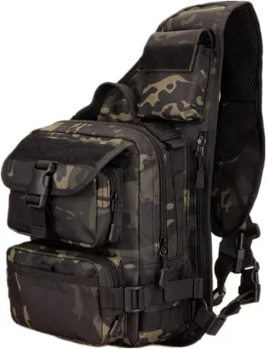 UNISTRENGH Men's Tactical Sling Bag Sling Backpack Military Shoulder Bag MOLLE Assault Range Bag for Outdoor Camping Hunting (Black-scorpion Camouflage)