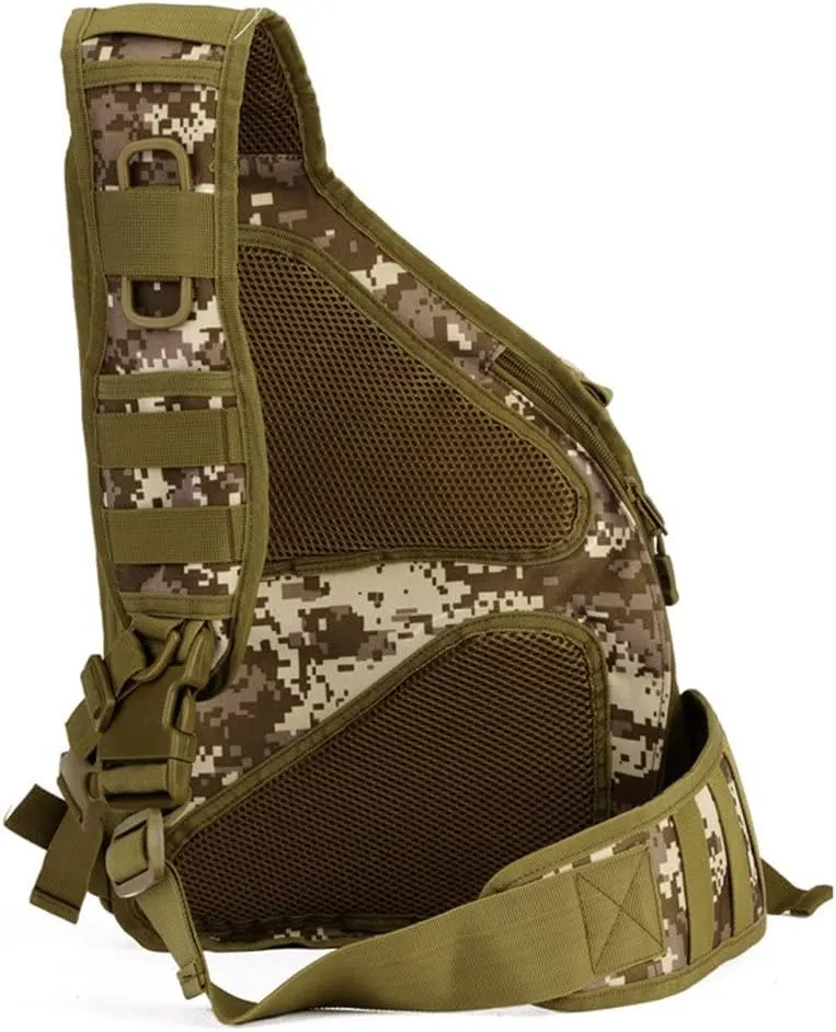 UNISTRENGH Men's Tactical Sling Bag Sling Backpack Military Shoulder Bag MOLLE Assault Range Bag for Outdoor Camping Hunting (Desert Camouflage)