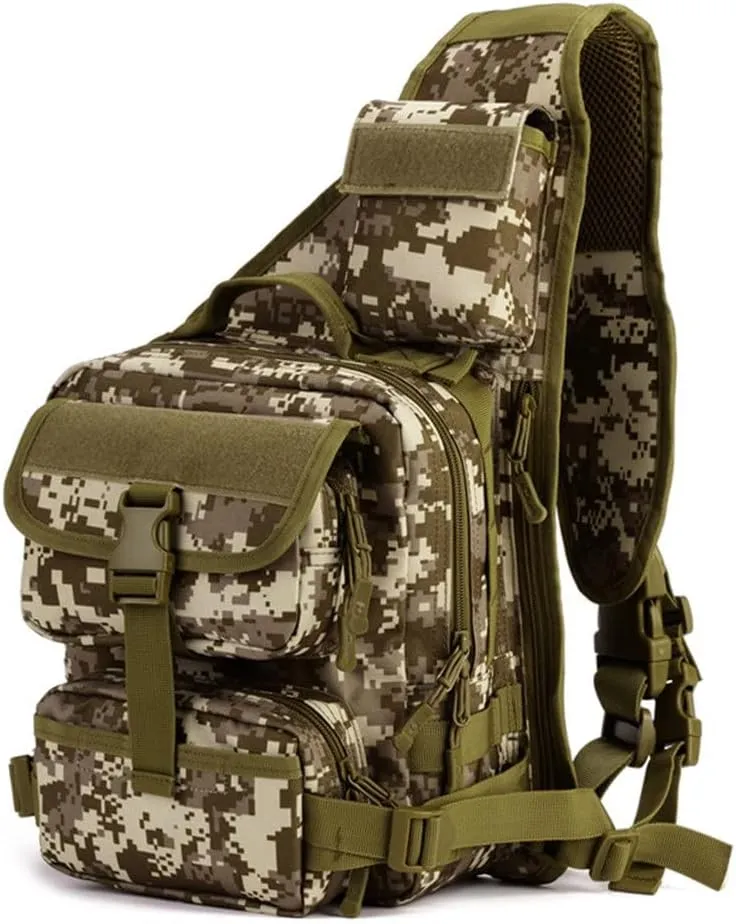 UNISTRENGH Men's Tactical Sling Bag Sling Backpack Military Shoulder Bag MOLLE Assault Range Bag for Outdoor Camping Hunting (Desert Camouflage)