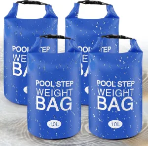 Universal Pool Step Weights, Waterproof Swimming Pool Ladder Weights 10l No Breaken Above Ground Pool Ladder Sand Bags, Foldable Pool Stair Weights for Pool Steps, Easy&Quick Fill Sand(Blue-4PCS)
