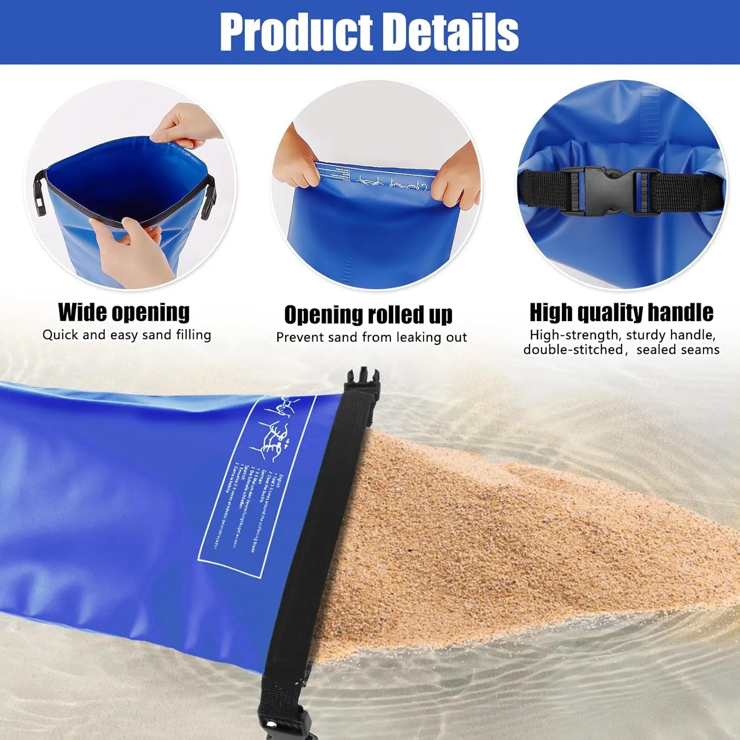 Universal Pool Step Weights, Waterproof Swimming Pool Ladder Weights 10l No Breaken Above Ground Pool Ladder Sand Bags, Foldable Pool Stair Weights for Pool Steps, Easy&Quick Fill Sand(Blue-4PCS)