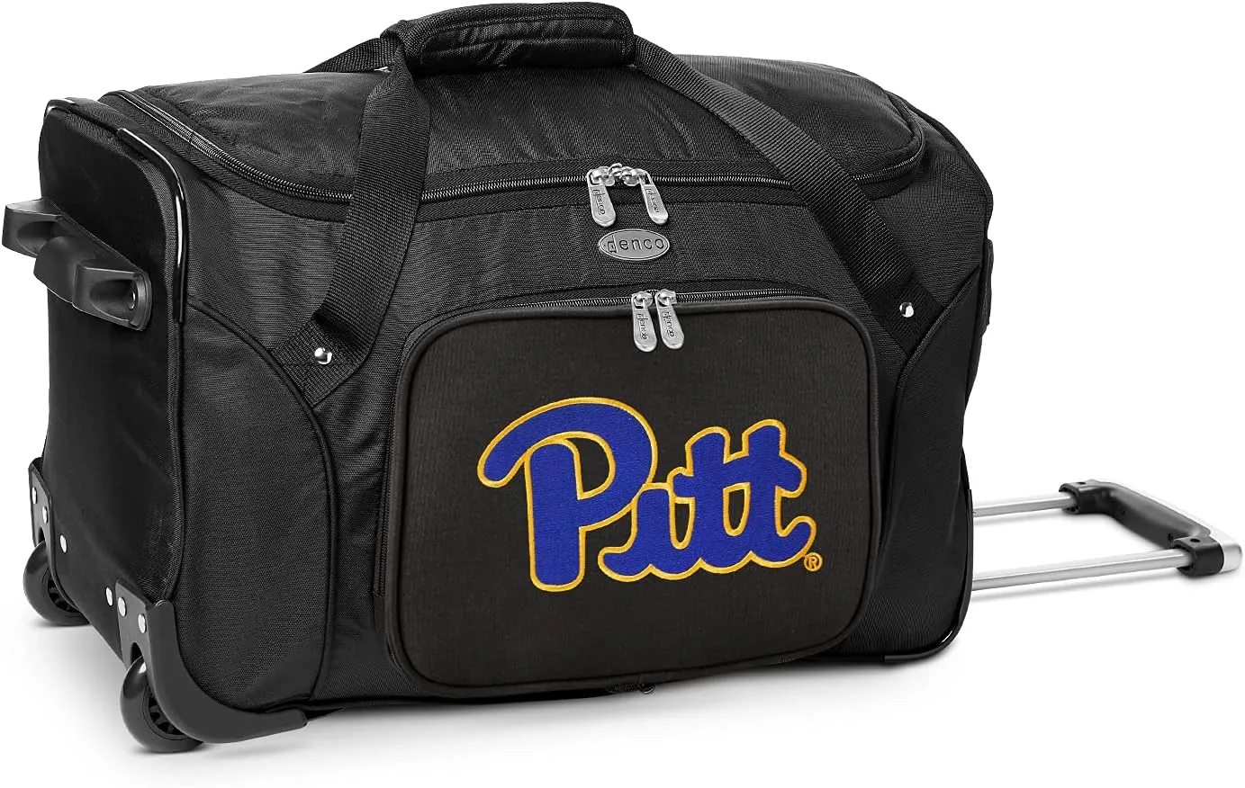 University of Pittsburgh Panthers Lightweight 22-inch Wheeled Duffel Bag with Telescopic Handle - Perfect Overnight Bag for Travel, Weekend Getaways, Airports, Gym, and Commuting
